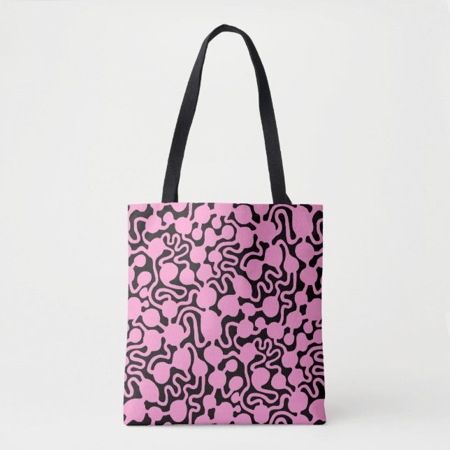 Perpetual Ant Farm v2 - Pink on Black Tote Bag (Front)