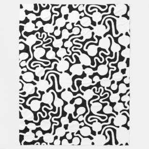 Perpetual Ant Farm V2 - White on Black Fleece Blanket