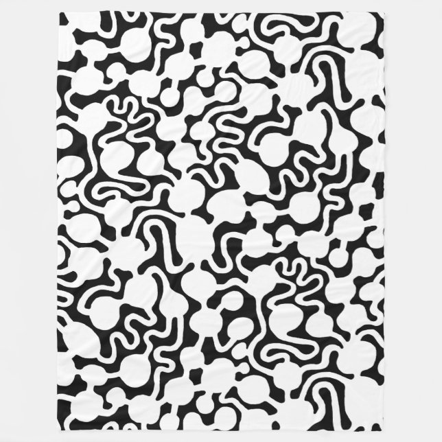 Perpetual Ant Farm V2 - White on Black Fleece Blanket (Front)