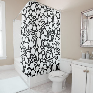 Perpetual Ant Farm v2 - White on Black Shower Curtain