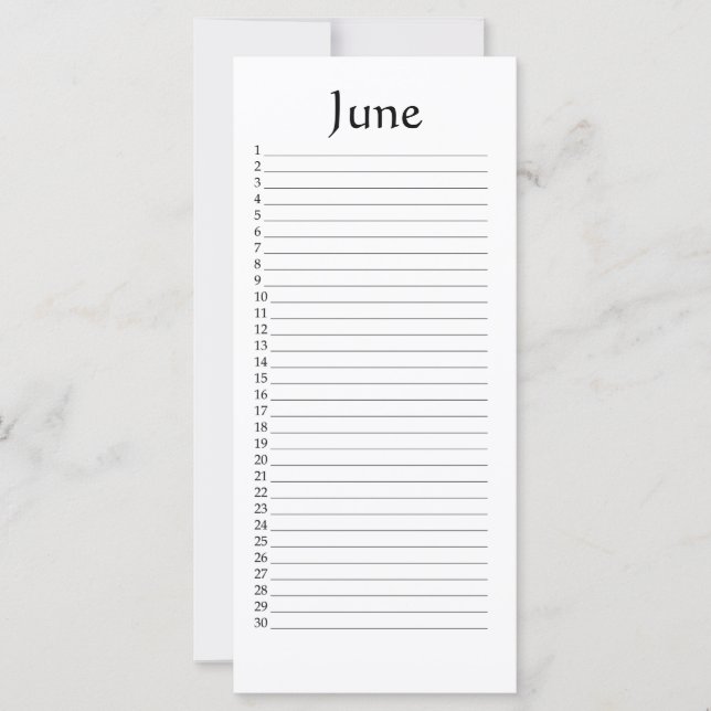 Perpetual Calendar June (Front)