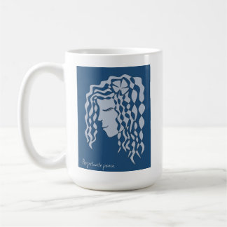 Perpetual Peaceful Woman Blue Teal Line Art Mug