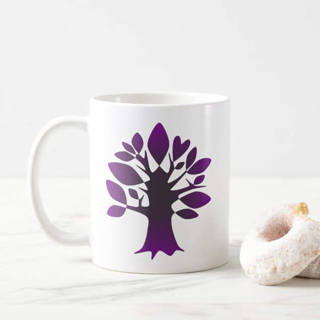Perpetual Purple Tree Love Infinity Line Art Coffee Mug (With Donut)