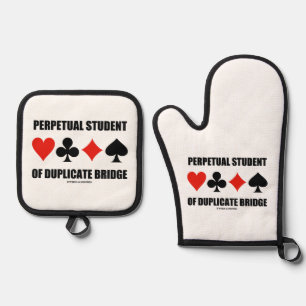 Perpetual Student Of Duplicate Bridge Card Suits Oven Mitt & Pot Holder Set