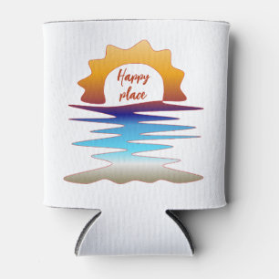 Perpetual Sun Beach "Happy Place" Line Art Can Cooler