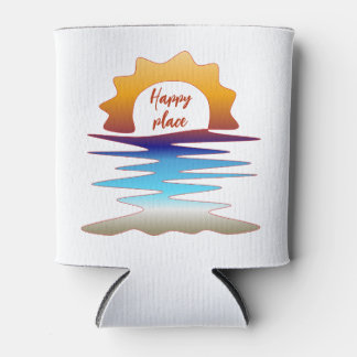 Perpetual Sun Beach "Happy Place" Line Art Can Cooler