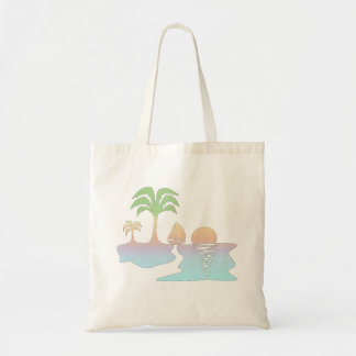 Perpetual Tropical Sunrise with Sailboat Tote Bag