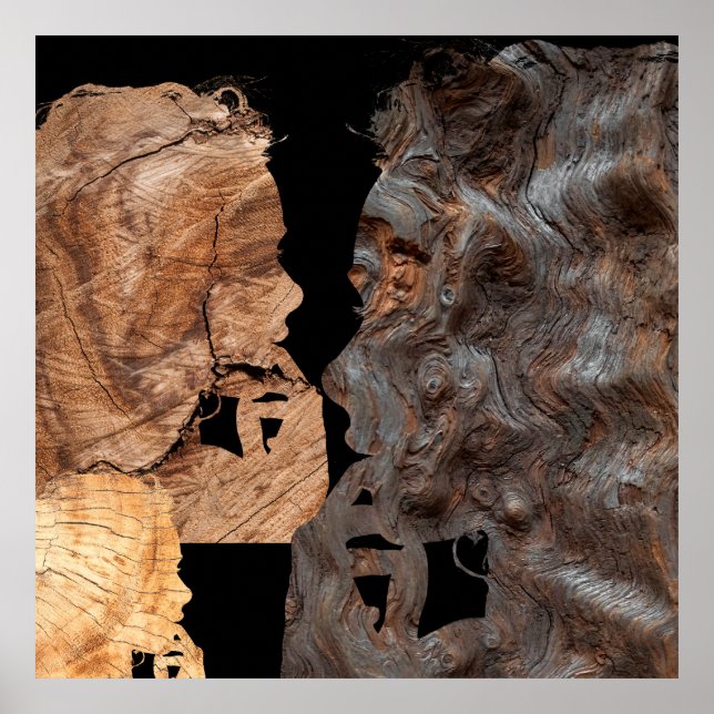 Perplexed woman profile - Wood Poster (Front)