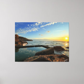 Perranporth Beach Pool at Sunset Canvas Print