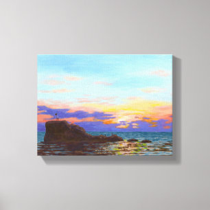 Perranporth beach sunset canvas print