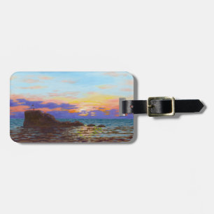 Perranporth beach sunset luggage tag