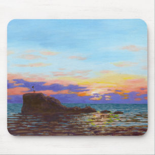 Perranporth beach sunset mouse mat