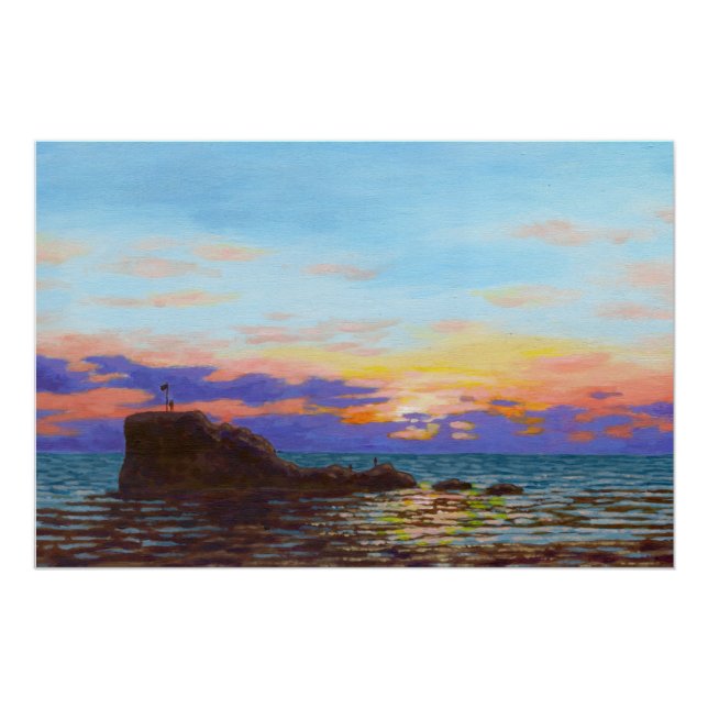 Perranporth beach sunset poster (Front)