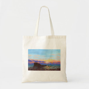 Perranporth beach sunset tote bag