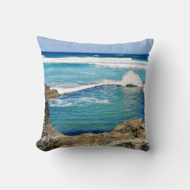 Perranporth Beach swimming pool splash Cushion (Front)