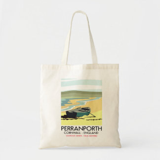 Perranporth Cornwall Seaside travel poster. Two-To Tote Bag