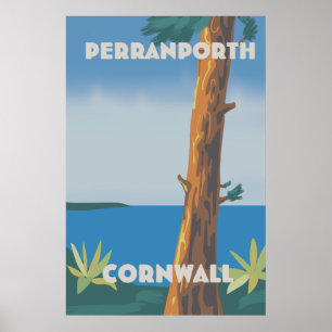 Perranporth Cornwall travel poster