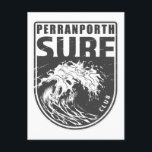 Perranporth Surf Club England Emblem Postcard<br><div class="desc">Perranporth Surf Club design with ocean wave illustration in a badge style.</div>