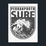 Perranporth Surf Club England Emblem Postcard<br><div class="desc">Perranporth Surf Club design with ocean wave illustration in a badge style.</div>