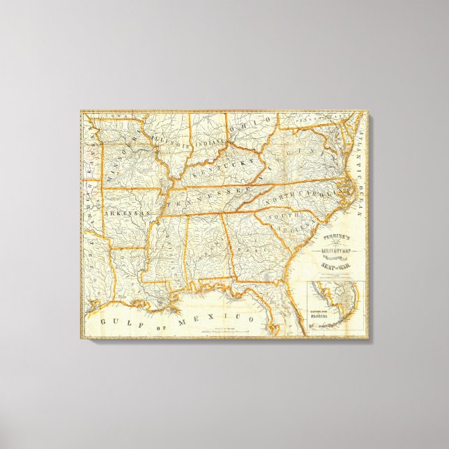 Perrine's New Topographical War Map Canvas Print (Front)
