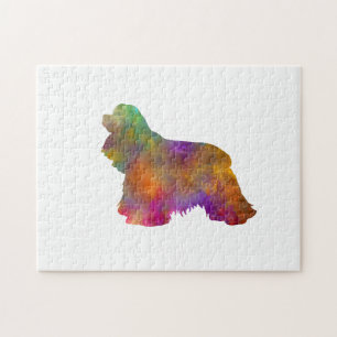 Perro American cocker Spaniel silueta en acuaris Jigsaw Puzzle