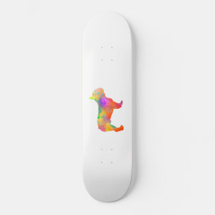 perro french bulldog silueta in acuarela skateboard