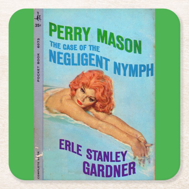 Perry Mason Case of the Negligent Nymph book cover Square Paper Coaster (Front)