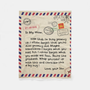 Persaonal Letter To My Mum From Son, Mum Birthday Fleece Blanket