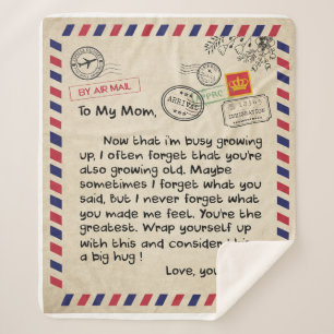 Persaonal Letter To My Mum From Son, Mum Birthday Sherpa Blanket