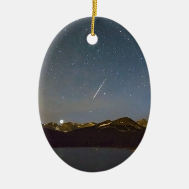 Perseid Meteor Shower Indian Peaks Ceramic Tree Decoration (Front)