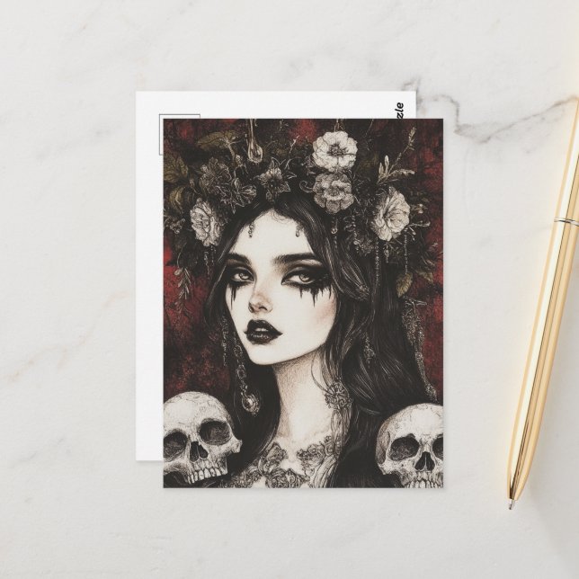 Persephone Goth Postcard (Front/Back In Situ)