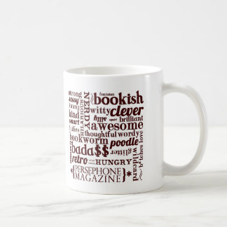 Persephone Magazine Wordy Mug in red
