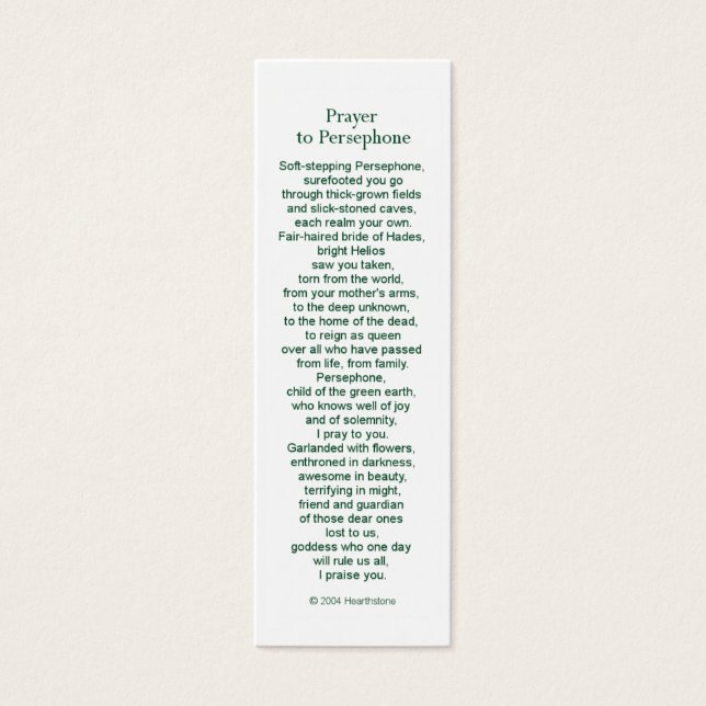 Persephone Prayer Card (Front)