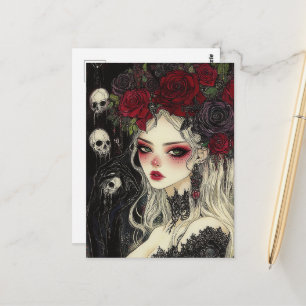 Persephone Skulls and Roses Postcard