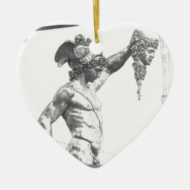 Perseus with the Head of Medusa Ceramic Tree Decoration (Front)