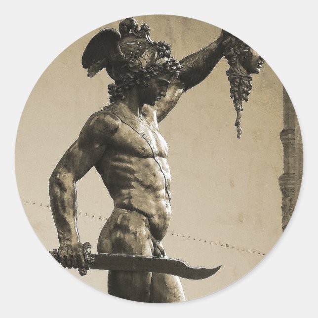 Perseus with the head of Medusa Classic Round Sticker (Front)