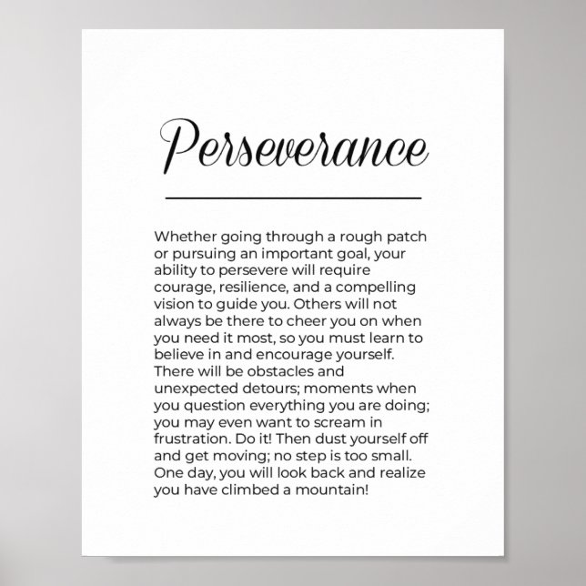 PERSEVERANCE Inspirational Motivational Wall Art (Front)
