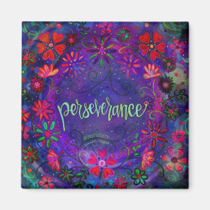 Perseverance Purple Floral ONE WORD Inspirivity Magnet