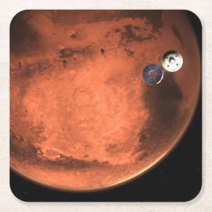 Perseverance Rover Casting Off Its Cruise Stage. Square Paper Coaster
