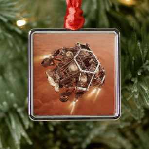 Perseverance Rover Firing Up Descent Stage Engines Metal Tree Decoration