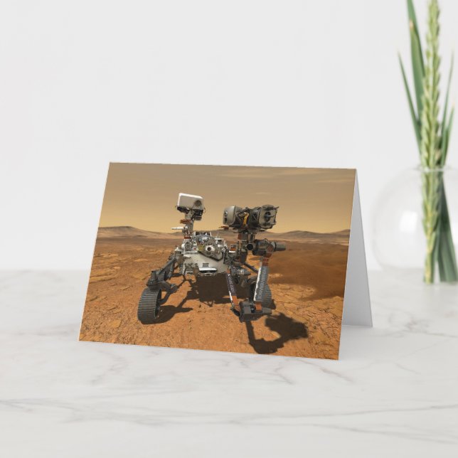 Perseverance Rover Operating On Surface Of Mars. Card (Front)