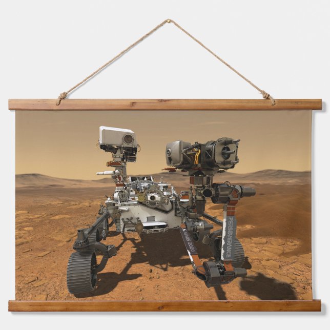 Perseverance Rover Operating On Surface Of Mars. Hanging Tapestry (Front)