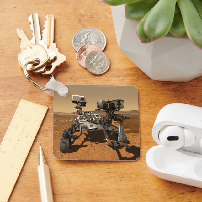 Perseverance Rover Operating On Surface Of Mars. Key Ring (Desk)