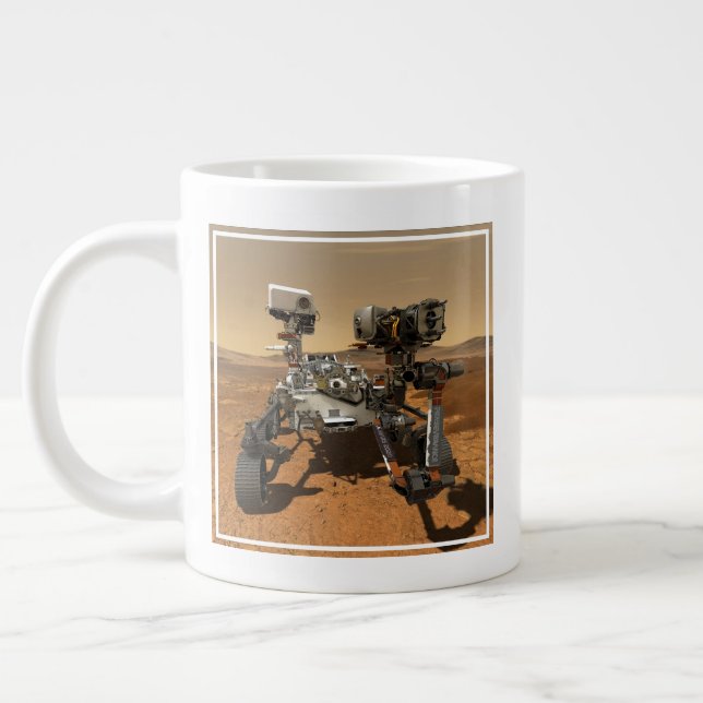 Perseverance Rover Operating On Surface Of Mars. Large Coffee Mug (Left)