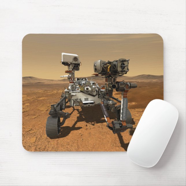 Perseverance Rover Operating On Surface Of Mars. Mouse Mat (With Mouse)