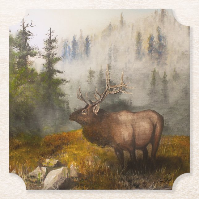 "Perseverance The Elk" Paper Coaster (Front)