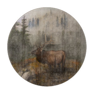 "Perseverance The Elk" Round Cutting Board