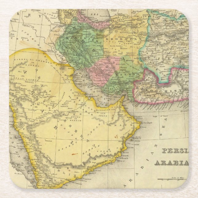 Persia Arabia Square Paper Coaster (Front)