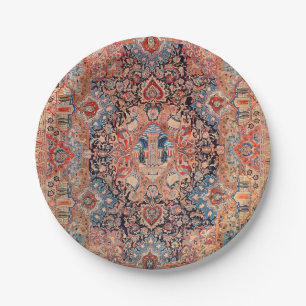 Persia Carpet Black Blue Red  Paper Plate