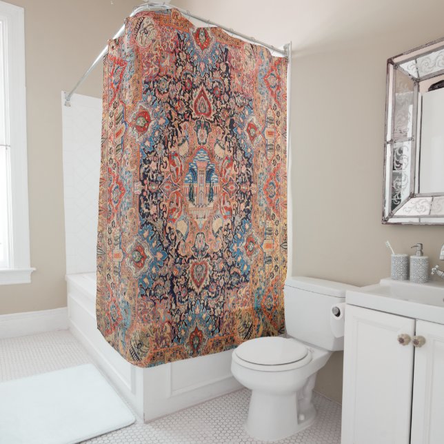 Persia Carpet Black Blue Red  Shower Curtain (In Situ)